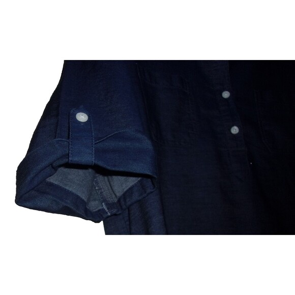 Karen Scott T-Shirt Dress Sz. M Denim Blue Cotton Flower Cuffed Cotton India - Picture 3 of 7